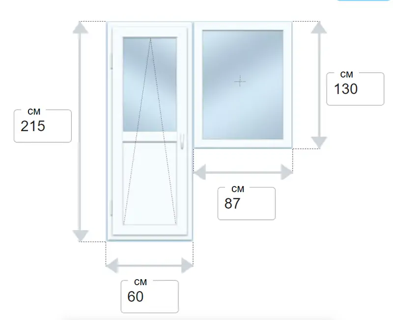 Оконно балконный блок. Самый недорогой балконный блок с глухим окном, в стандартной комплектации и с поворотным открыванием.&nbsp;© Калькулятор балконного блока Купиокно